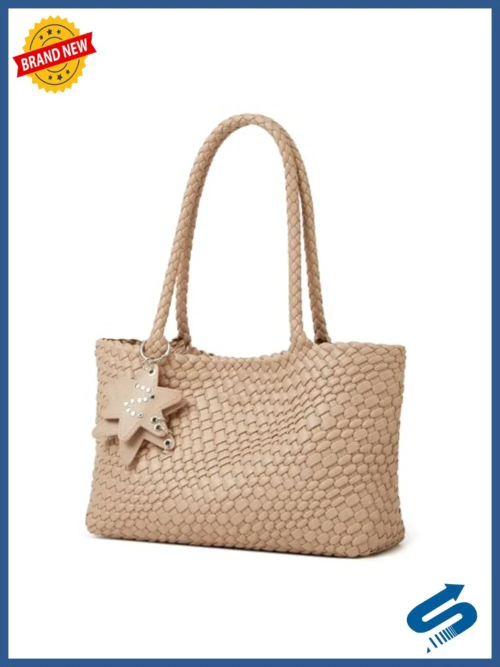 Hand Woven Vegan Leather Hobo Tote Bag Large Capacity Shoulder Bag